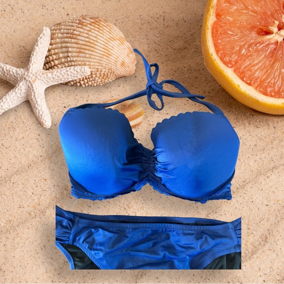 Victorias Secret Royal Blue Halter Neck Bikini Size XL - Picture 3 of 9